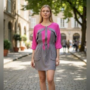 Aryn K Pink and Gray Silk Dress‎